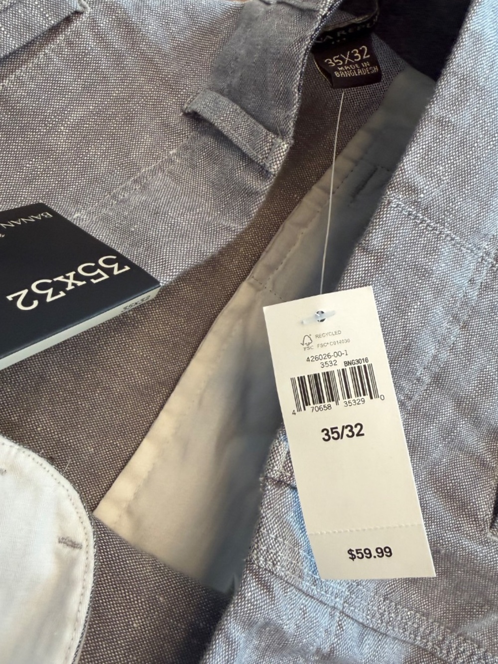 NWT BANANA REPUBLIC 35x32 Men’s Linen Dress Pants Blue - Picture 5 of 5